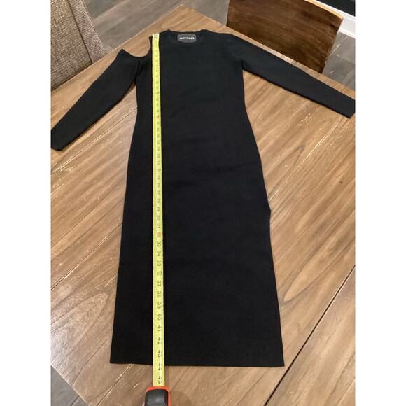 Revolve Nicholas Compact Shoulder Cut Out long sleeve slit black Midi Dress S - Picture 8 of 10